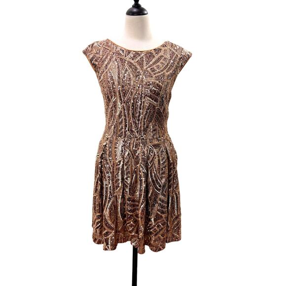Belle Badgley Mischka US 6 Sequin Dress Pink Open Back Formal HOCO Prom Cocktail - Picture 1 of 14
